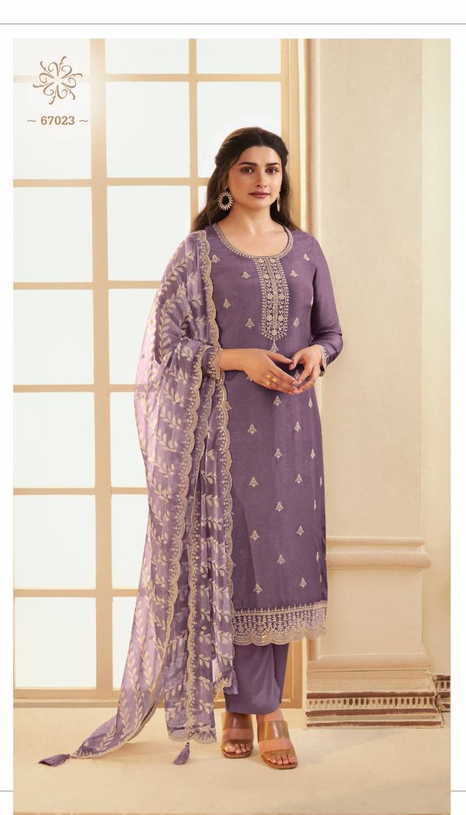 Shohini By Vinay Kuleesh Dola Silk Embroidery Designer Salwar Suits Wholesale Price In Surat
